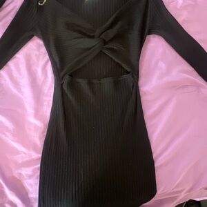 Elegant Black Knotted Dress